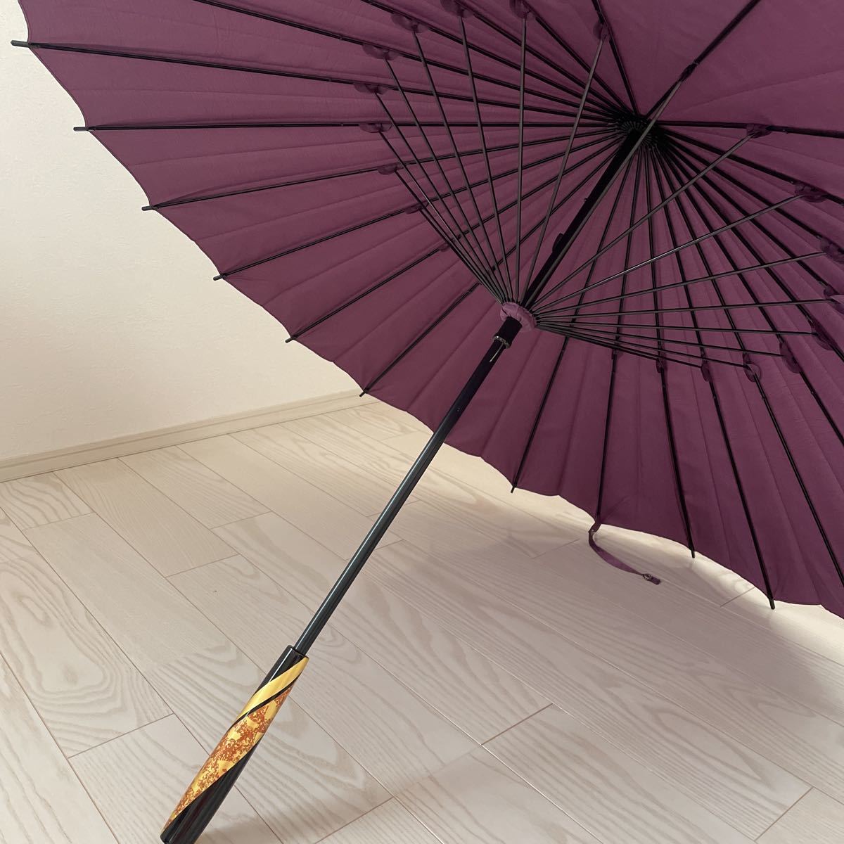 蒔絵と京紫の傘　福井洋傘の「伝統文化高級傘」　※箱処分　　　　　　　　　　　　　　　　　　　　　　　　　　　　　　　　　　_画像4