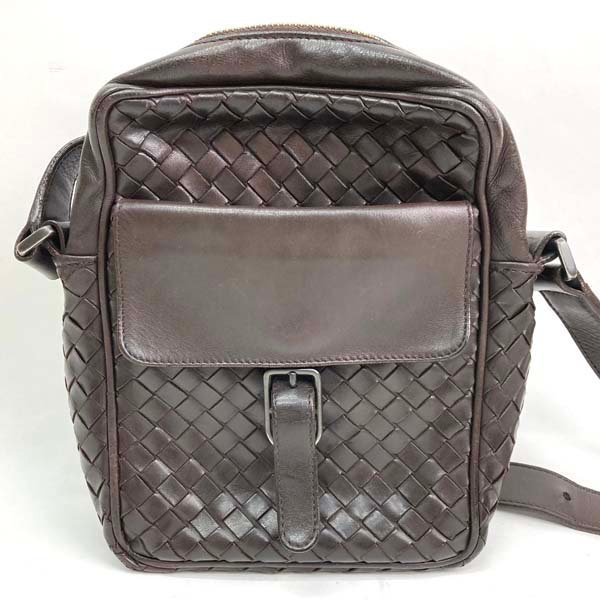 t)ボッテガ・ヴェネタ BOTTEGA VENETA イントレチャート ショルダーバッグ 13092 ダークブラウン系色 鞄 ブランド品 中古_画像1