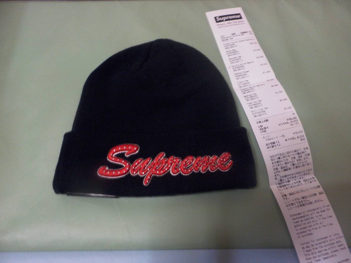 新品 タグ付き SUPREME シュプリーム NEW ERA SCRIPT BEANIE ニューエラ ビーニー 2018AW 正規品 レシート写し付き_画像1