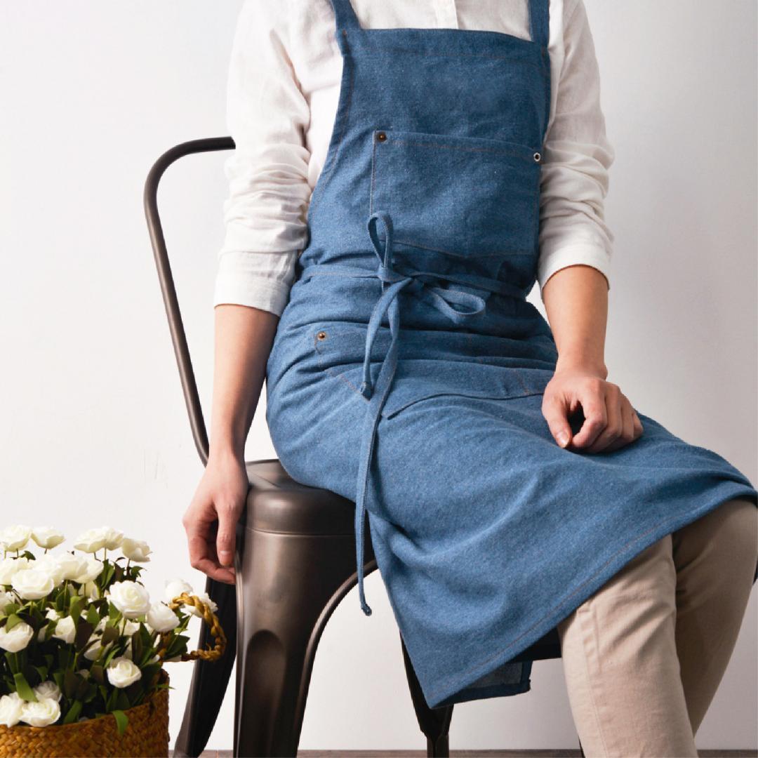 デニムエプロンカフェ 前結び 保育士 男女兼用 DIY エプロン7 - 食器