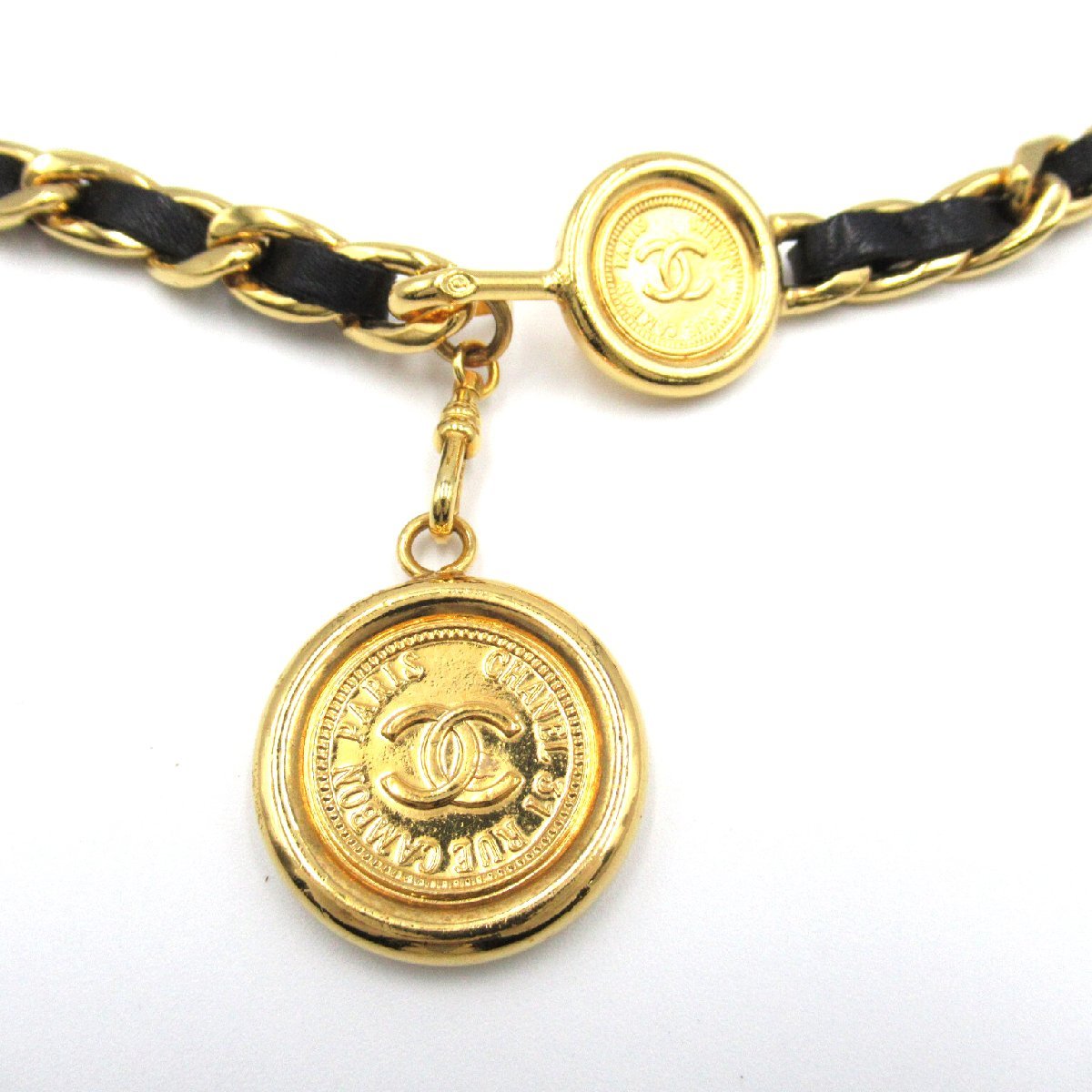 希少 シャネル CHANEL コインモチーフ チェーンベルト ゴールドメッキ