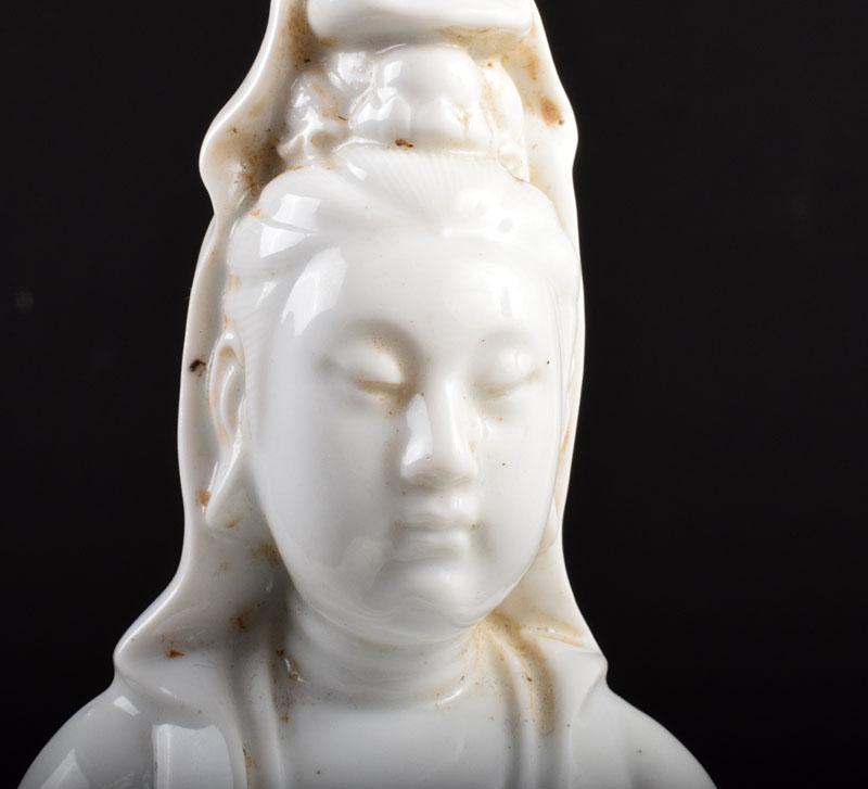 中国 徳化窯 白磁 観音像 仏像 置物 時代箱付 M R3072 - 美術品