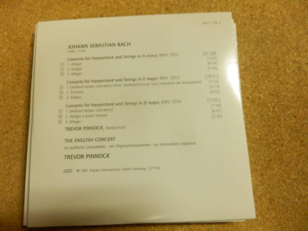 5CD輸入盤;Trevor Pinnock,The English Concert「BACH;Concertos」_画像4