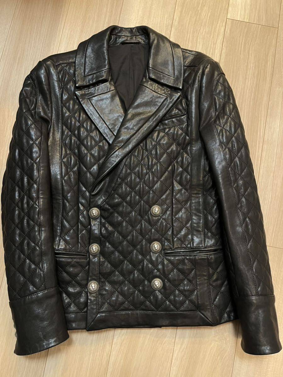 BALMAIN バルマン レザージャケット ラムレザージャケット 羊革 黒 48 L程度 美品 アウター 高級ライン_画像1