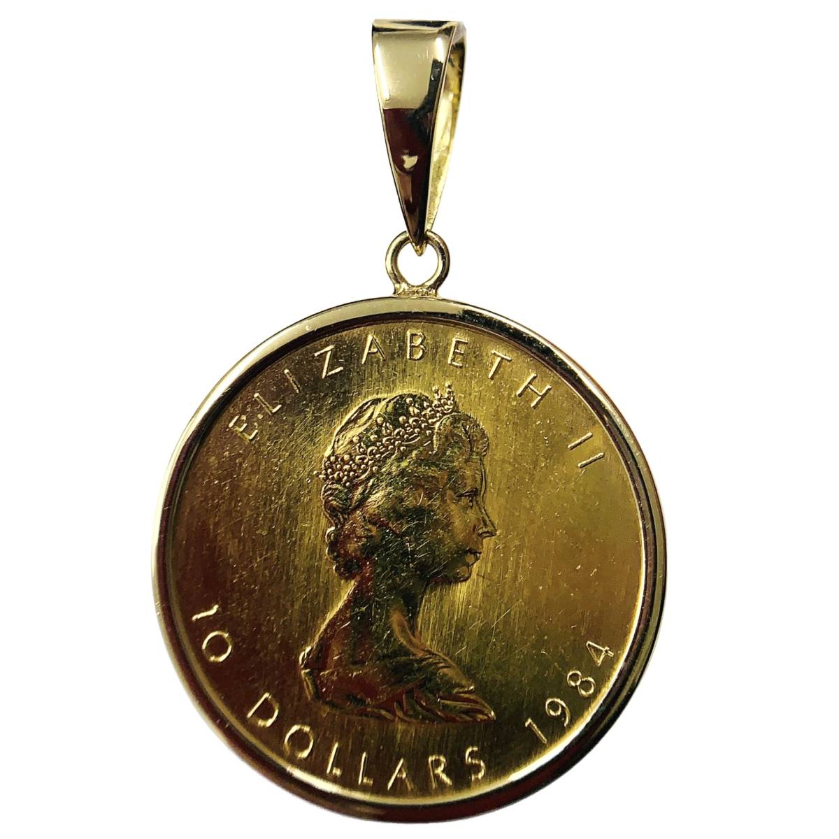 メープル金貨 カナダ エリザベス女王 1984年 K18/24 純金 8.63g 1/4オンス コイン ペンダントトップ コレクション 美品
