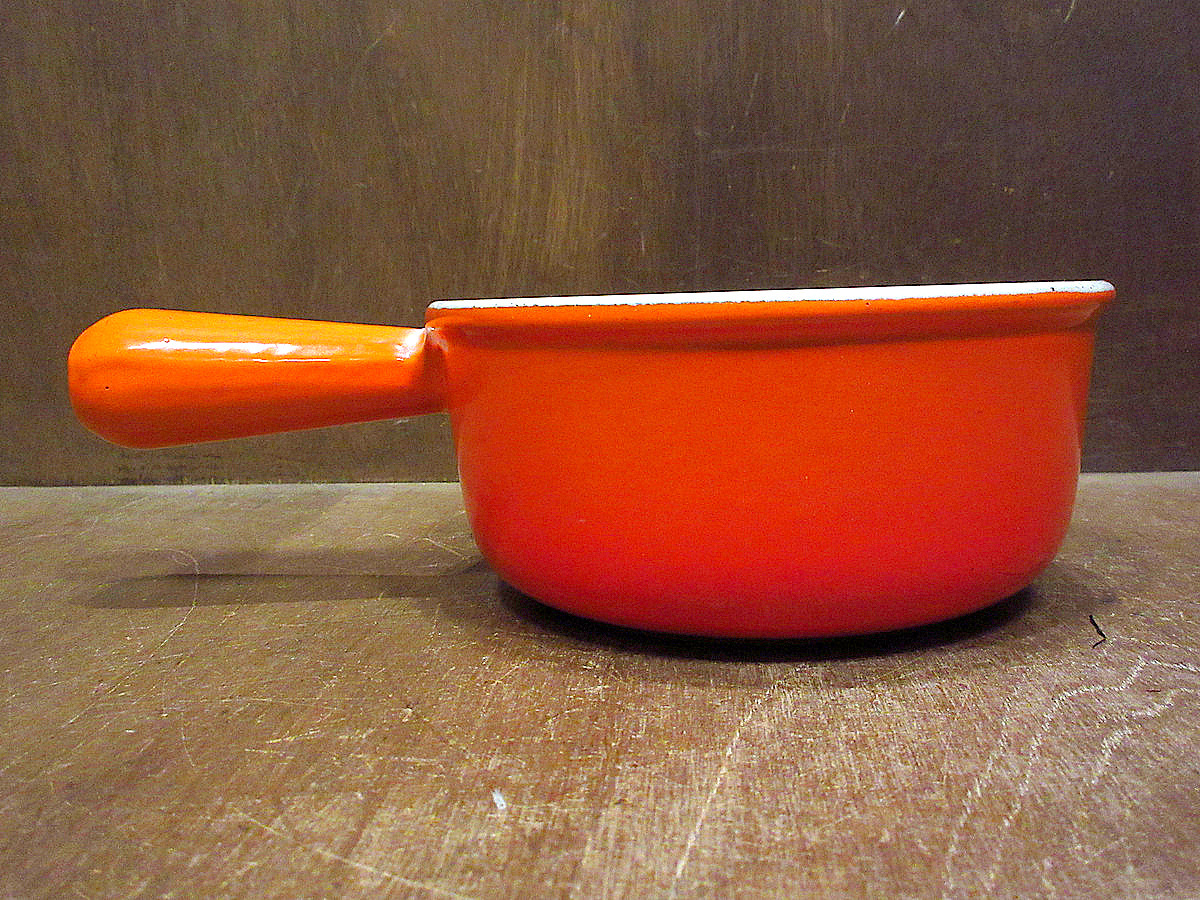  Vintage *LE CREUSET сигнал low кастрюля оранжевый size 16cm*230303k6-tbwr сковорода кухня Франция производства кастрюля с одной ручкой 