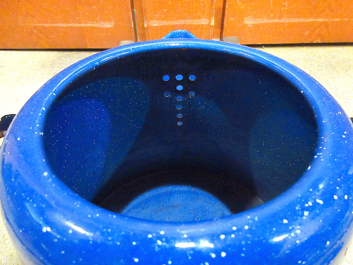  Vintage * horn low coffee boila- blue *230312j4-otdeq outdoor camp kitchen articles 