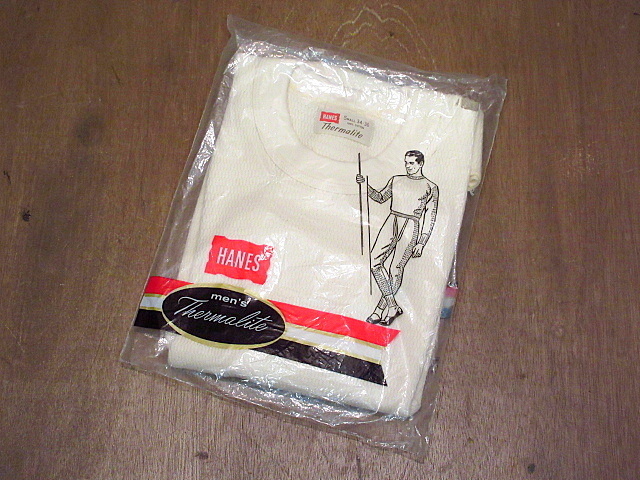 ビンテージ60's●DEADSTOCK HANES Thermalite サーマルシャツ Size S B●201202n3-m-udwr ヘインズ袋入りデッドストック下着アンダー_画像1