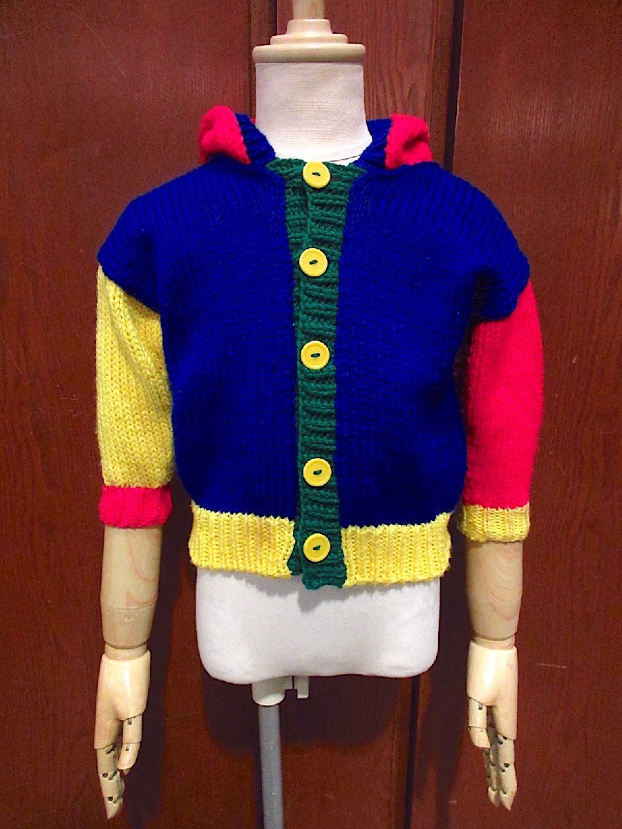  Vintage * Kids многоцветный с капюшоном . кардиган *230308c5-k-cdg ребенок одежда tops б/у одежда 
