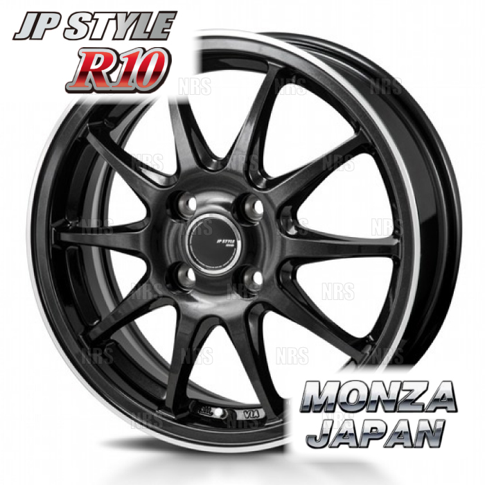 MONZA モンツァ JP STYLE R10 (2本セット) 4.5J x 14 インセット+45 PCD100 4穴 パールブラック/FCポリッシュ (R10-451445-100-2S