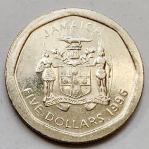 海外コイン　ジャマイカ 5ドル　1996年_画像1