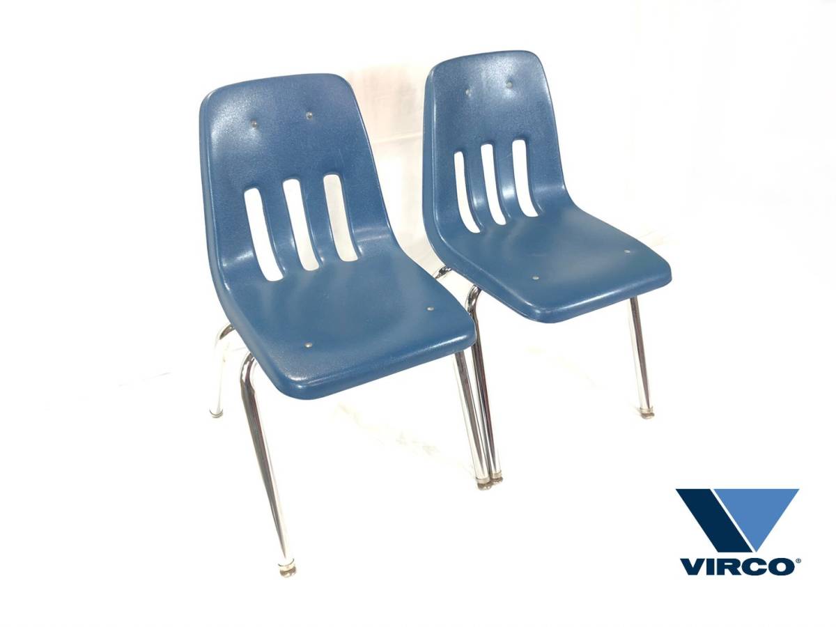 【米軍放出品】VIRCO スタッキングチェア 2脚 M-9018 椅子 イス ミッドセンチュリーモダン カフェ アメリカ家具(200)BC29UK