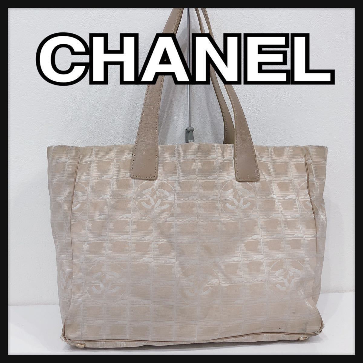 ☆CHANEL☆ シャネル ニュートラベルライン トートバッグ バッグ カバン ココマーク ベージュ ナイロン レディース 送料無料の画像1