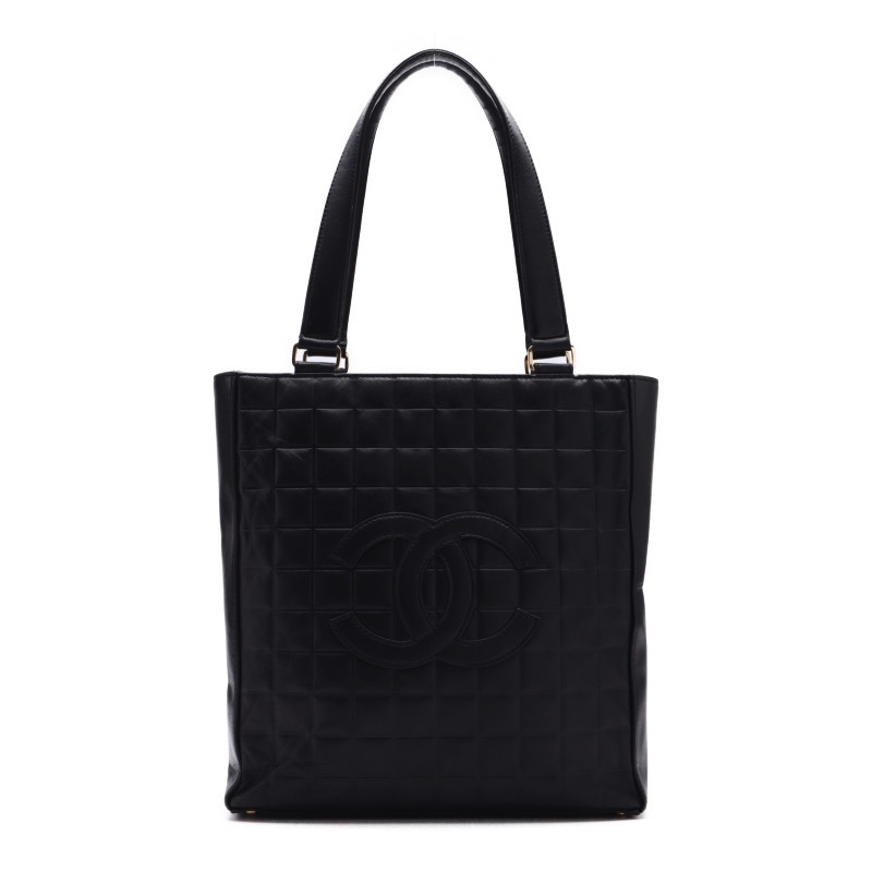 CHANEL シャネル チョコバー 長縦型 トートバック ラムスキン 黒
