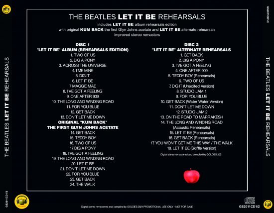 THE BEATLES / LET IT BE REHEARSALS : IMPROVED STEREO REMASTERS (2CD)　ビートルズ_画像2