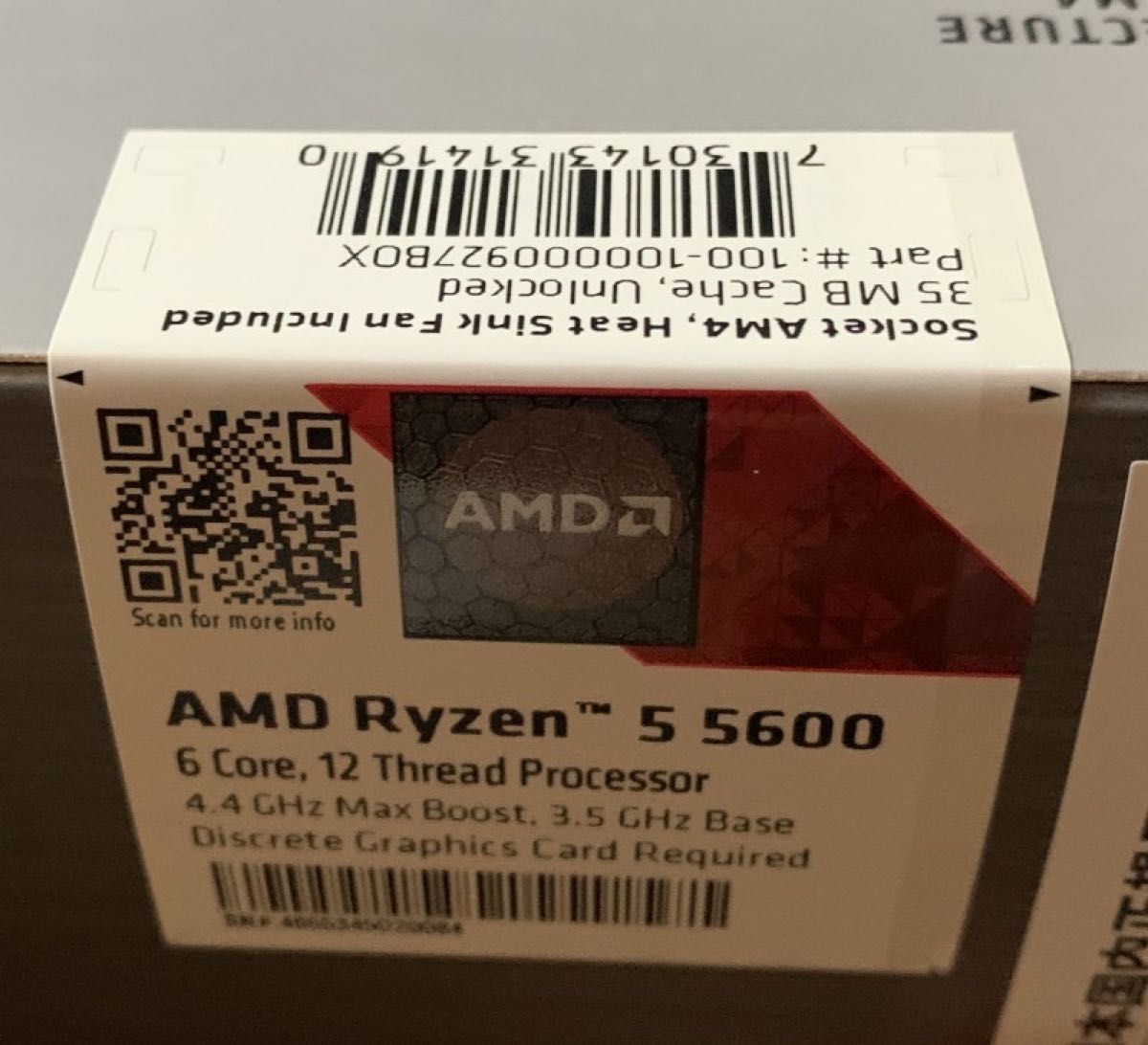 未開封新品 AMD Ryzen5 5600 国内正規品 CPU With Wraith Stealth