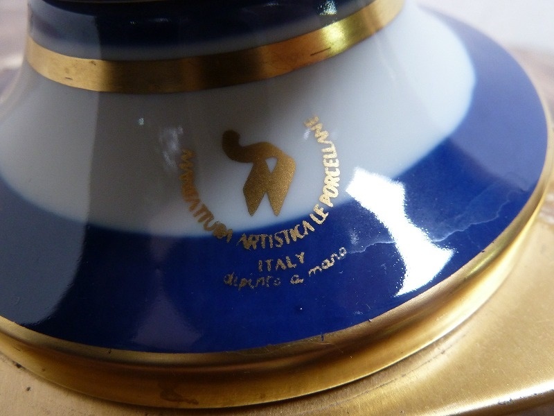 (☆BM)☆[SALE]イタリア製/MANIFATTURA ARTISTICA ITALY 陶器製台 ナイトスタンド テーブルスタンド 照明 ライト アンティーク レトロ