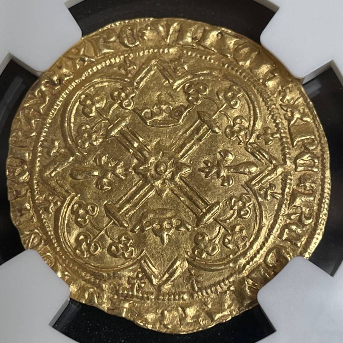 【MS63】フランカ・ピエ 金貨 1364 － 1380 フランス 賢明王 シャルル5世 NGC 百年戦争 ハンマーコイン アンティークコイン_画像2
