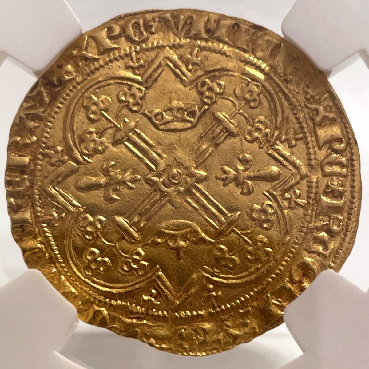 【MS63】フランカ・ピエ 金貨 1364 － 1380 フランス 賢明王 シャルル5世 NGC 百年戦争 ハンマーコイン アンティークコイン_画像10