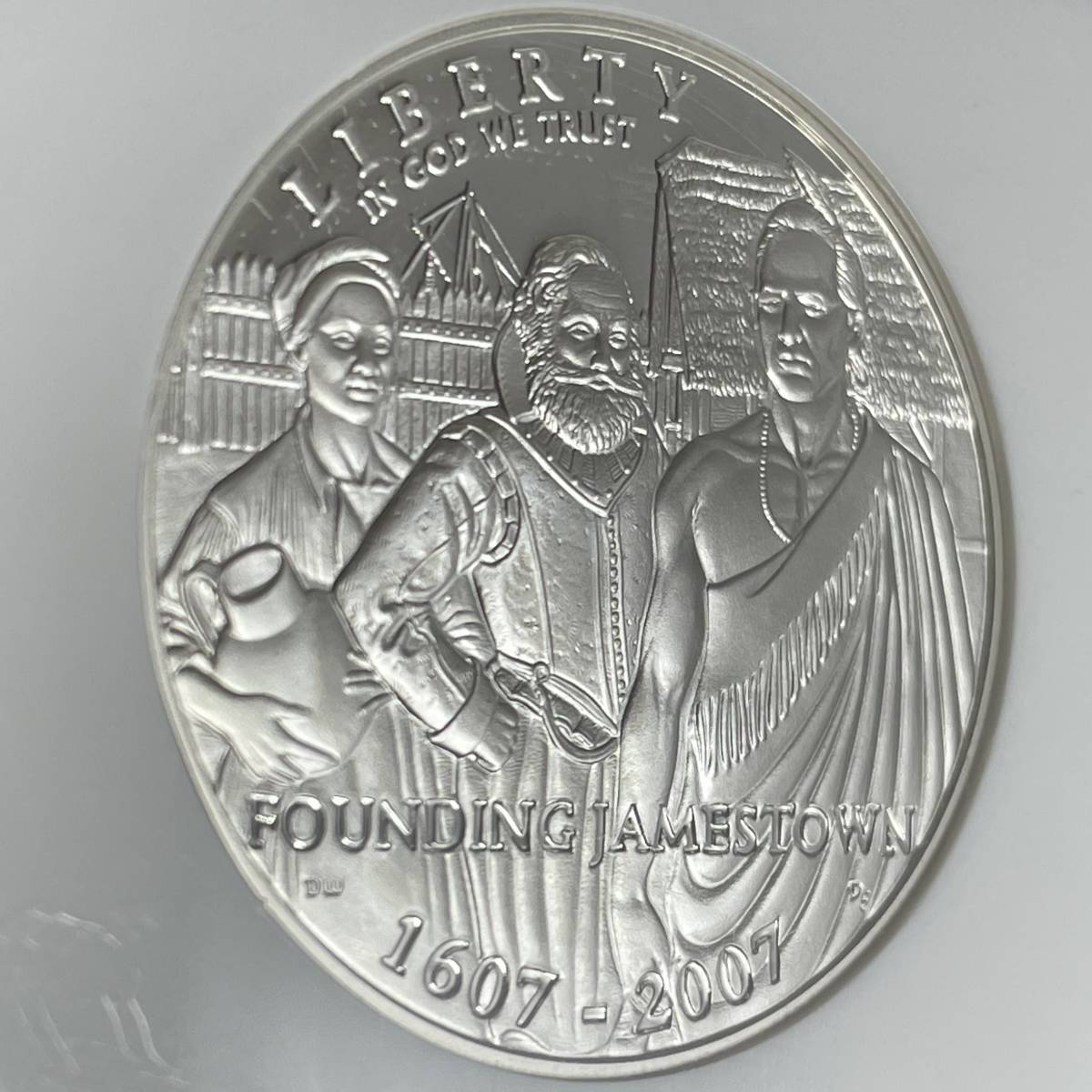 【PF 70 UC】 2007 アメリカ ジェームスタウン アメリカ開拓400周年記念 1ドル 銀貨 NGC アンティークコイン モダン_画像5