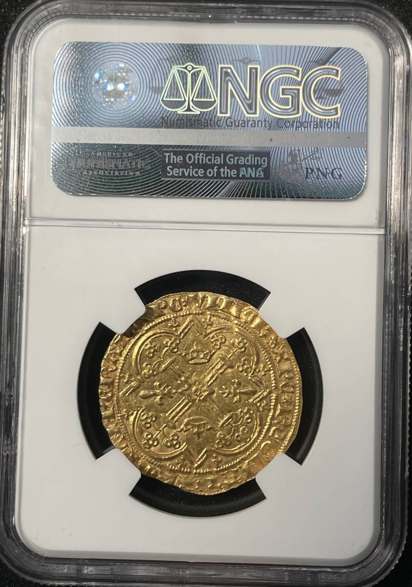 【MS63】フランカ・ピエ 金貨 1364 － 1380 フランス 賢明王 シャルル5世 NGC 百年戦争 ハンマーコイン アンティークコイン_画像4