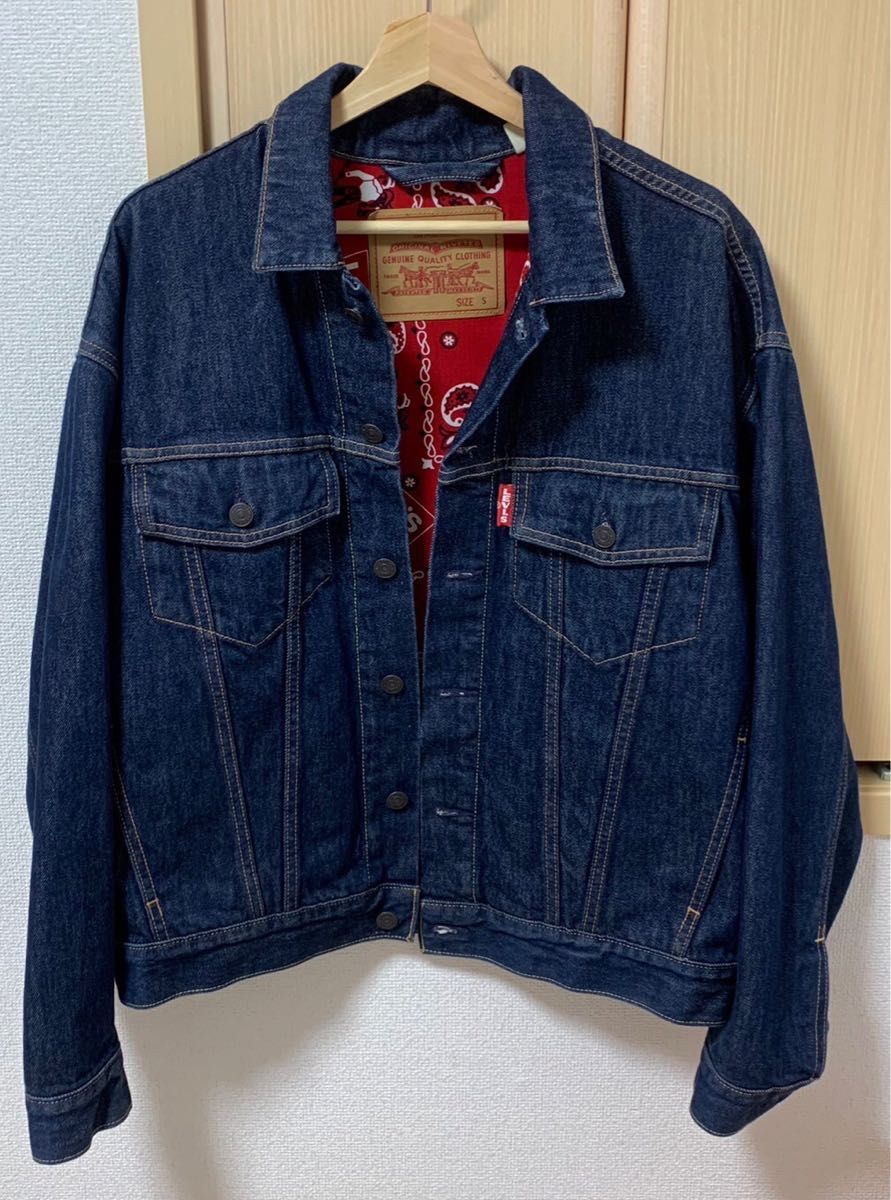 Levi’s リーバイス 中ペイズリー柄 デニム トラッカージャケット Sサイズ Gジャン バックプリント ワッペン インディゴ