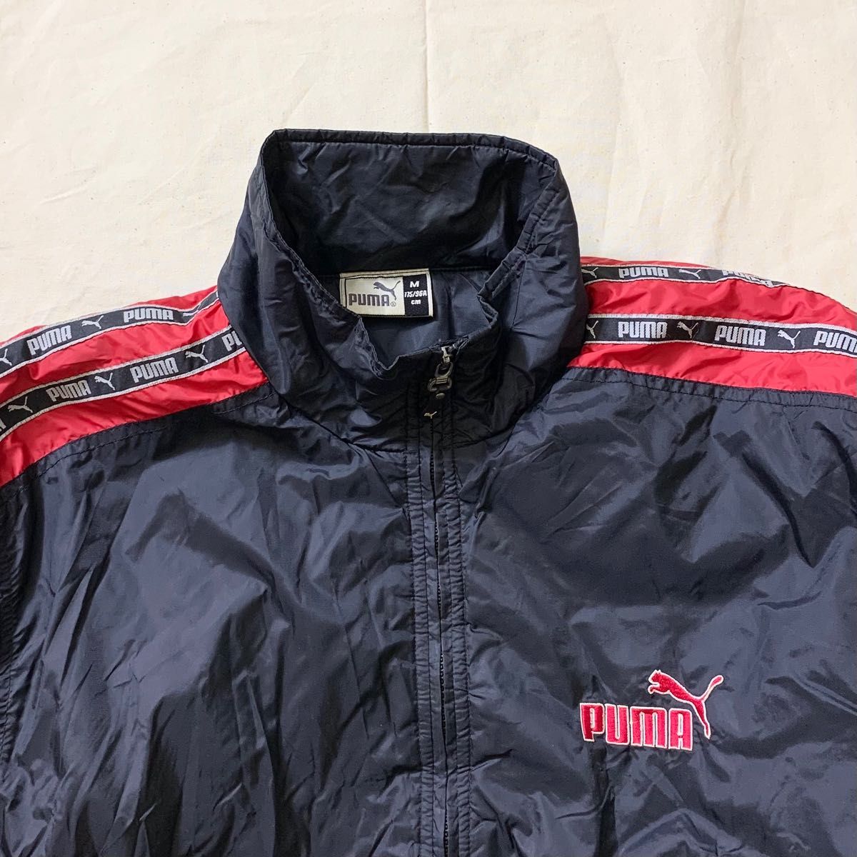 PUMA(GER)ビンテージパデッドジャケット ブラック×レッド