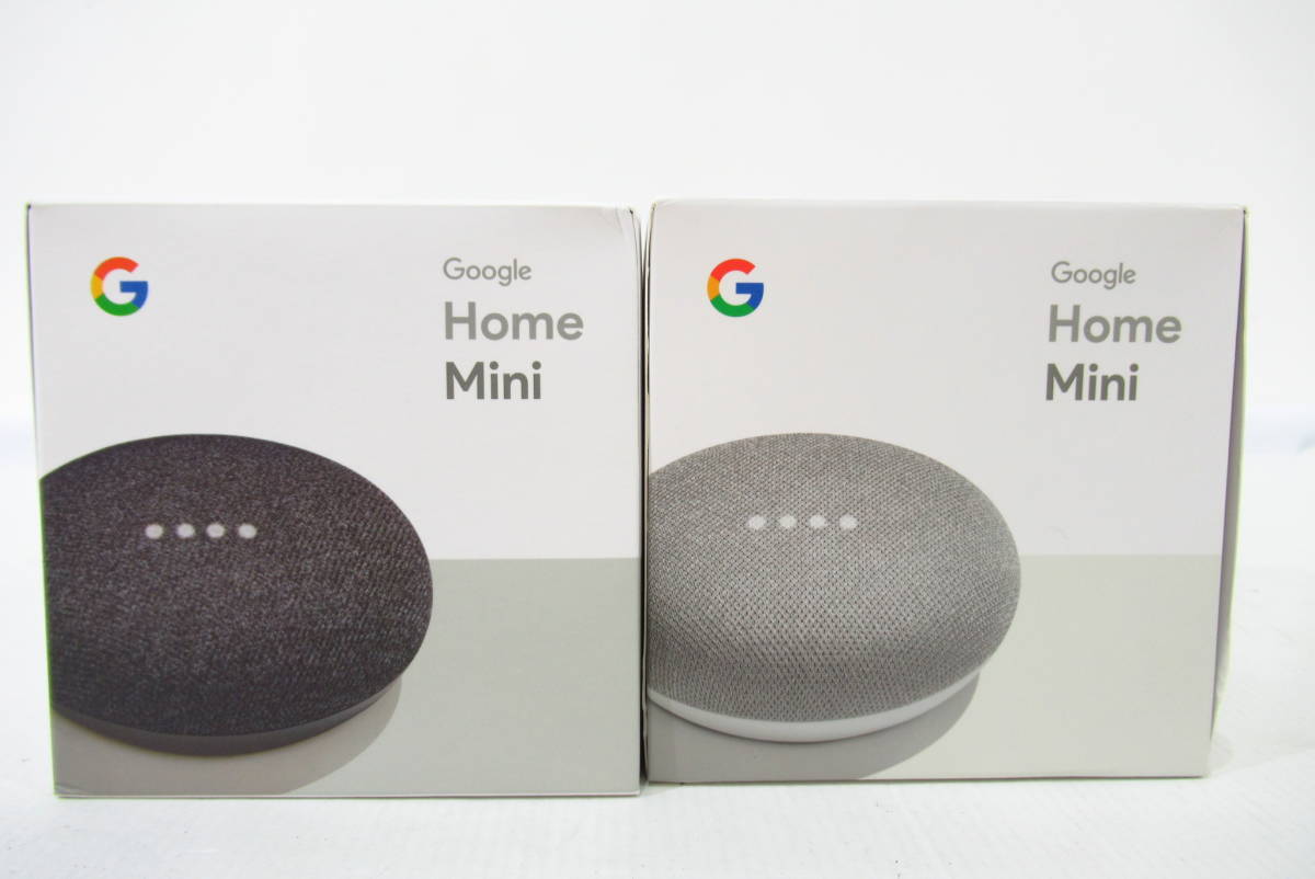 n1662k 【中古】 Google Home Mini グーグルホームミニ チョーク チャコール スピーカー 2個セット 【通電確認のみ】 [110-000100]の画像1