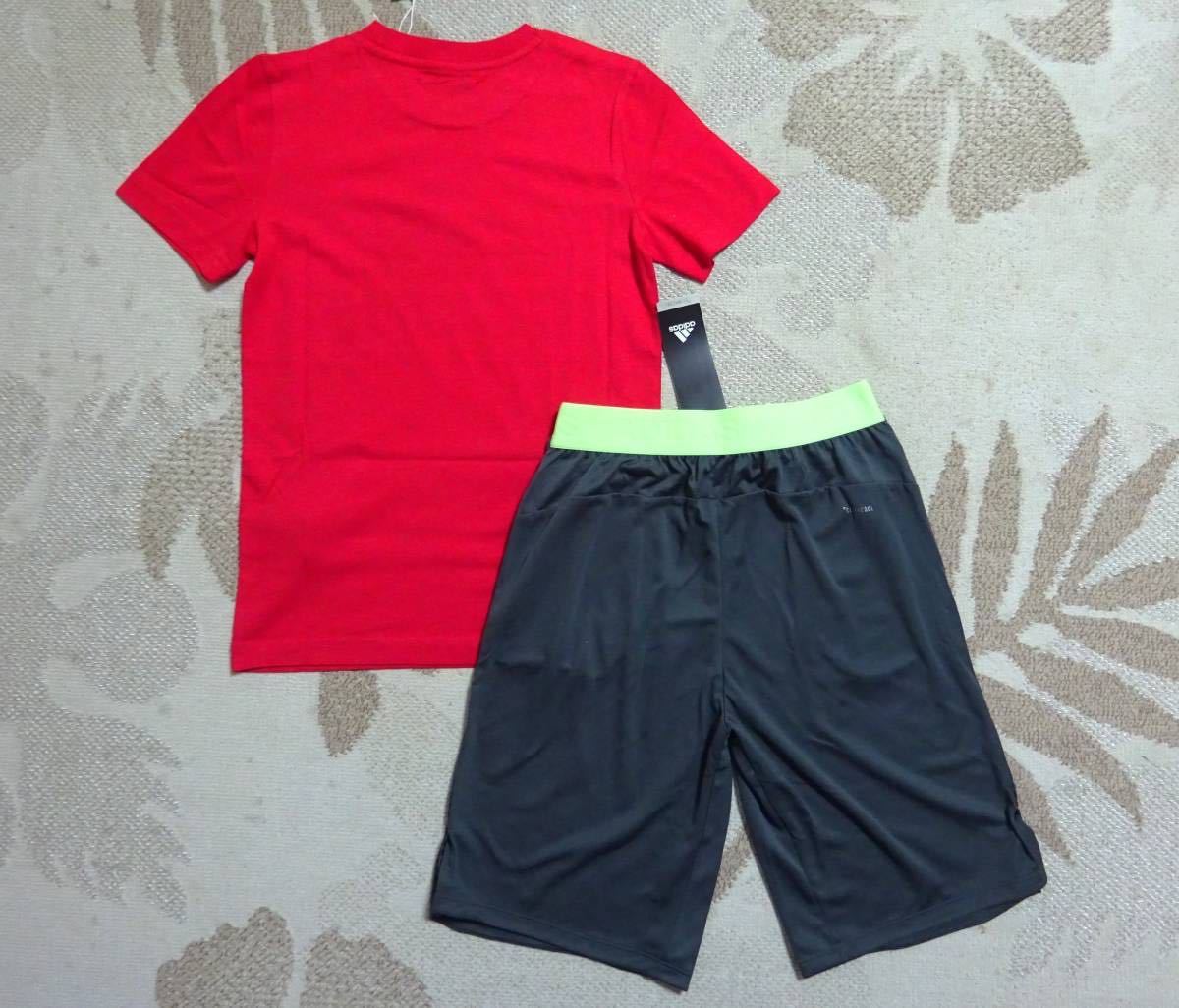  postage included!!* new goods *adidas Adidas *150* comfortable! short sleeves T-shirt ( red / red )* light weight comfortable material! graphic shorts ( gray )* top and bottom * prompt decision 