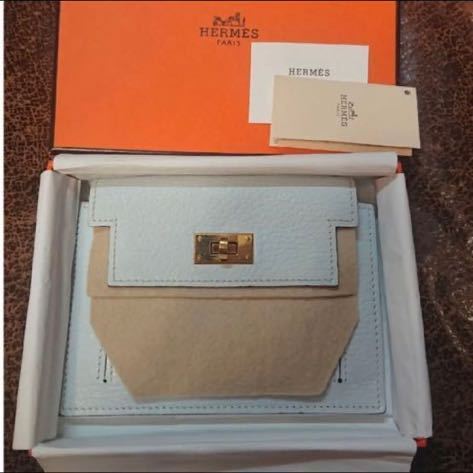 ケリーポケット コンパクト エルメス Hermes ブルー・ブリュム お財布