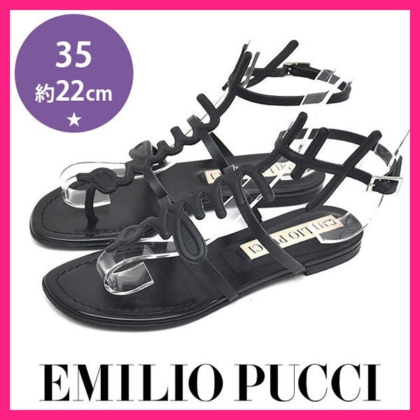 エミリオプッチ EMILIO PUCCI ロゴ トングサンダル フラットサンダル ブラック 黒 35(約22cm) sh23-0029_画像1