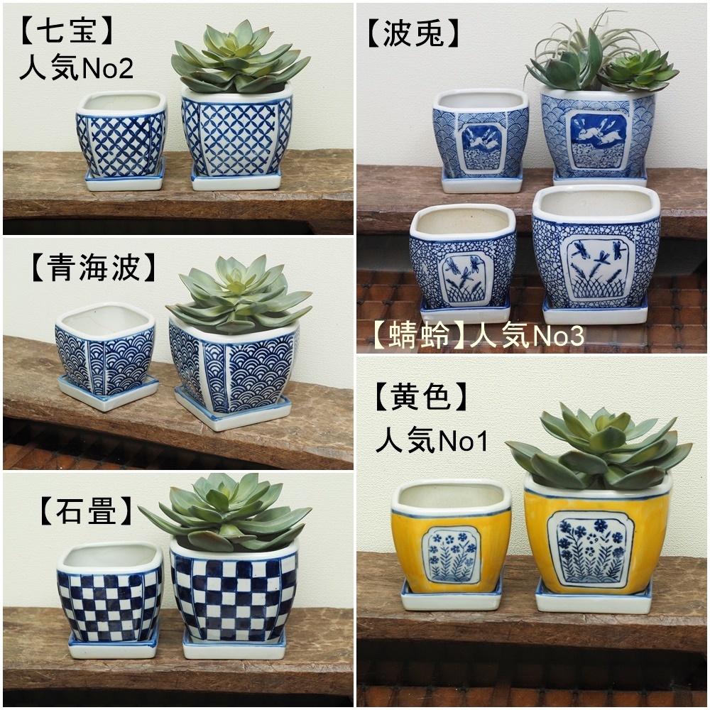 植木鉢 大小2点セット 黄色 四角 皿付 正方角切 多肉植物 盆栽 植木鉢 大小2点セット 黄色 四角 皿付 正方角切 多肉植物 盆栽