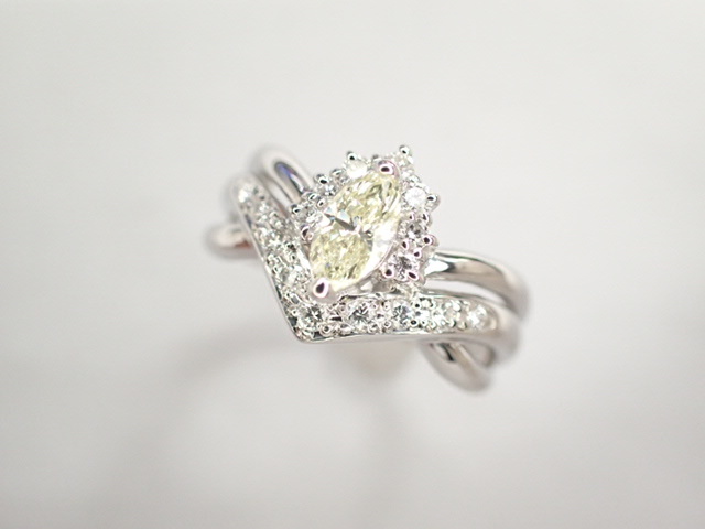 美品 Pt900 マーキース イエローダイヤ0.36ct リング 指輪