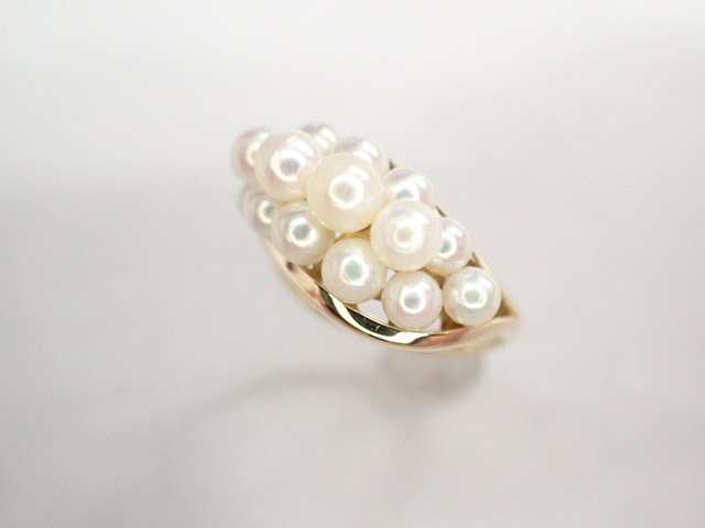 美品 ミキモト K18 真珠 パール約2.9‐4.1mm デザイン リング 指輪_画像1