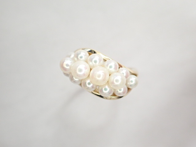 美品 ミキモト K18 真珠 パール約2.9‐4.1mm デザイン リング 指輪_画像2