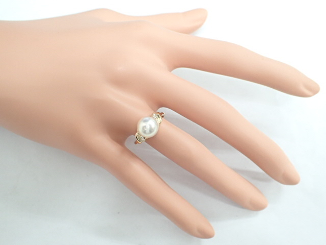  прекрасный товар Mikimoto K18 жемчуг жемчуг примерно 8.3mm diamond te The Yinling g кольцо 