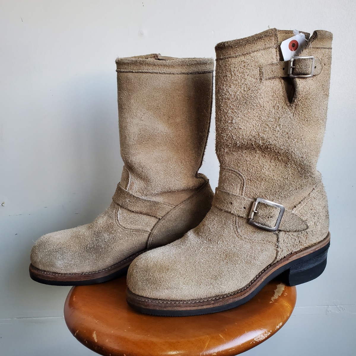 830◆PT83 チペワ CHIPPEWA エンジニアブーツ 6E 24㎝位 黒タグ スエード ベージュ スチールトゥ vintage ヴィンテージ  中古 USED