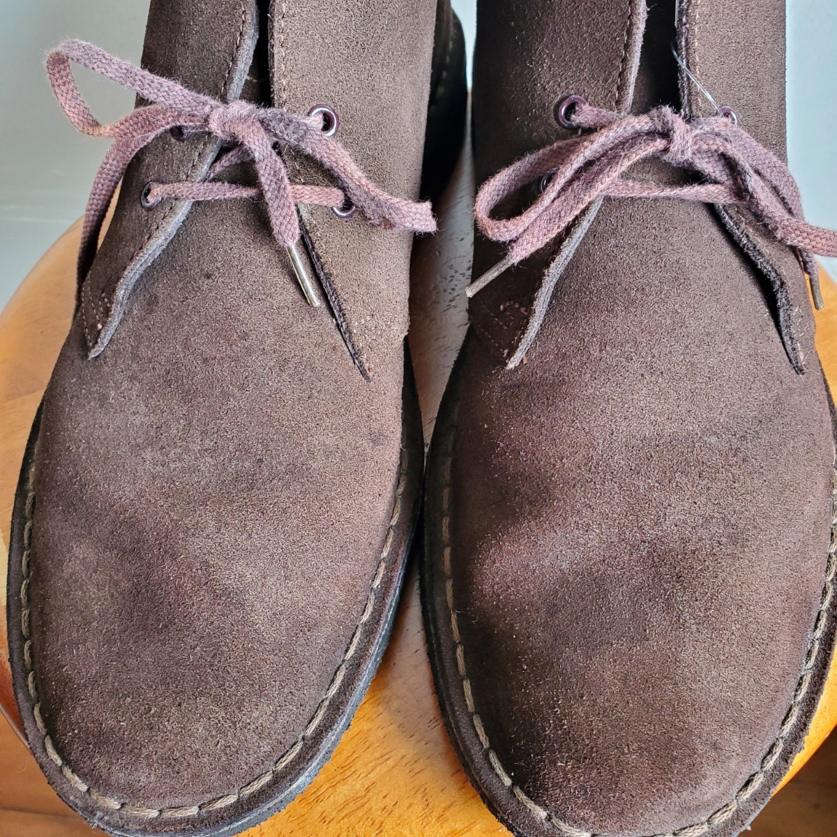 825◆Clarks クラークス 13292 スエード デザートブーツ US10/28㎝位 茶 ブラウン チャッカブーツ 2ホール クレープソール 中古 USED_画像10