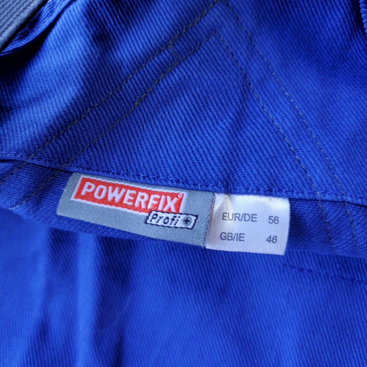 873◆POWERFIX ユーロワーク オーバーオール size56 ツートンカラー ブルー×ブラック ダブルニー ワークウエア 中古 USED_画像7