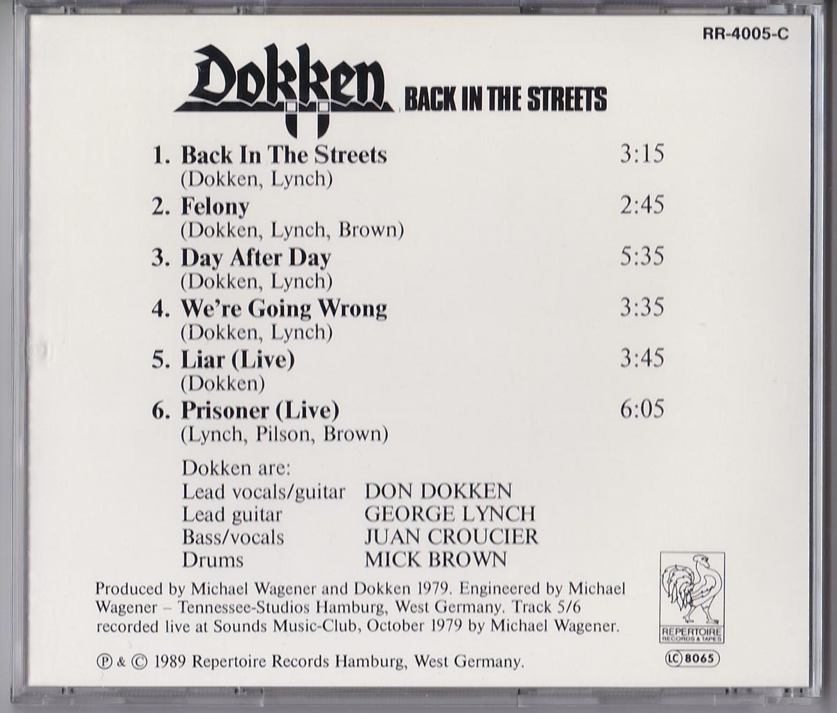 Dokken / BACK IN THE STREETS 1979 Dokken don george lynch Don George * Lynn chi