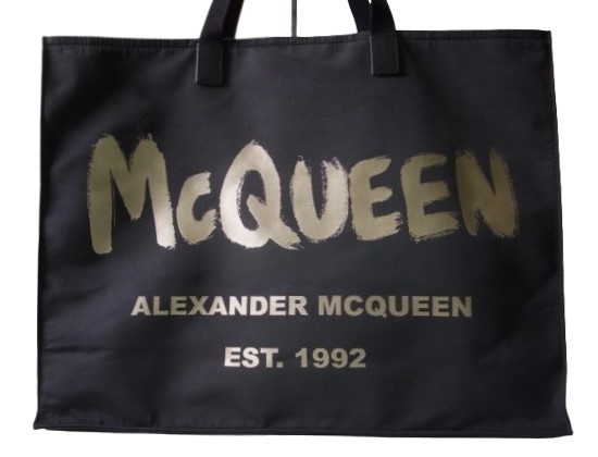 極美☆Alexander McQueen アレキサンダー マックイーン グラフィティ ロゴ トートバッグ_画像2