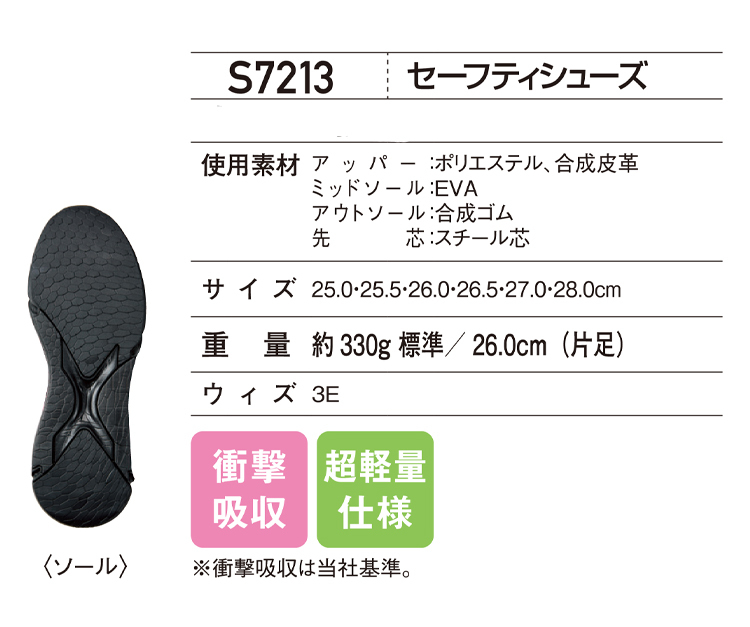 安全靴 自重堂 ジードラゴン セーフティシューズ S7213 25.0cm 048チャコールグレー_画像5