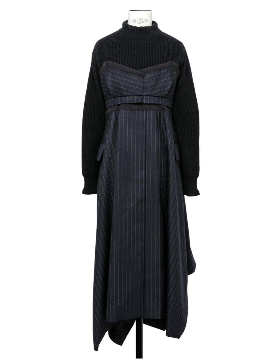 sacai WoolKnit ChalkStripeDress ワンピース | spicysalthk.com