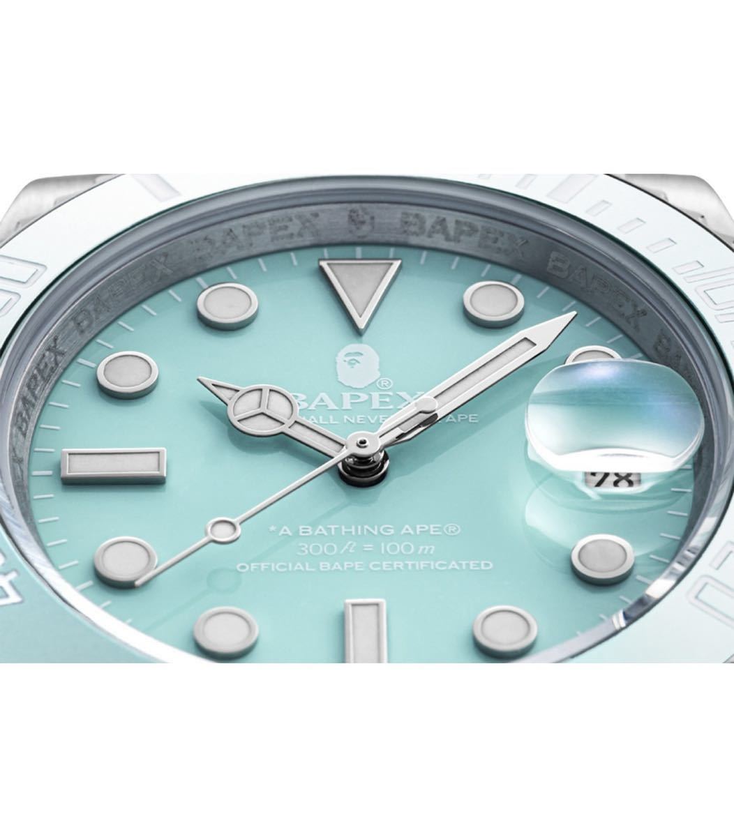 新品未使用 BAPEX TYPE M BATHING APE ベイペックス 自動巻き ROLEX エイプ サックスブルー Tiffany BLUE  100m防水 ステンレス 腕時計