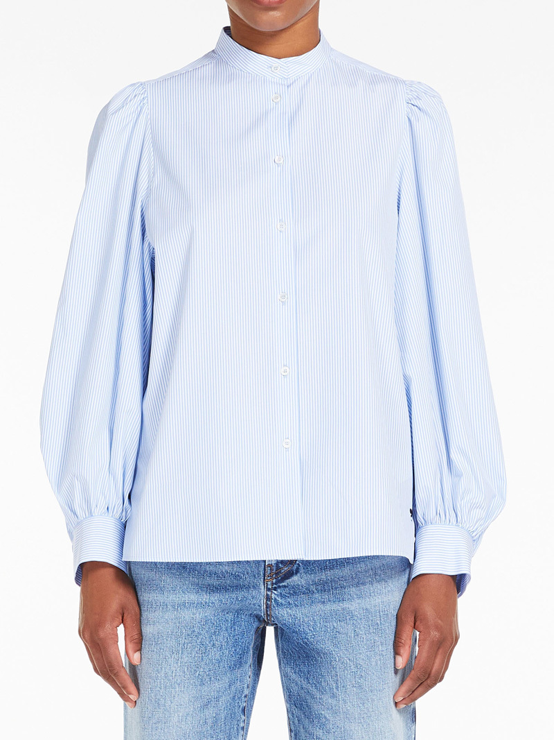  new goods 60%OFF Max Mara Max Mara man da Lynn color puff sleeve blouse blue 42 size [ free shipping ]