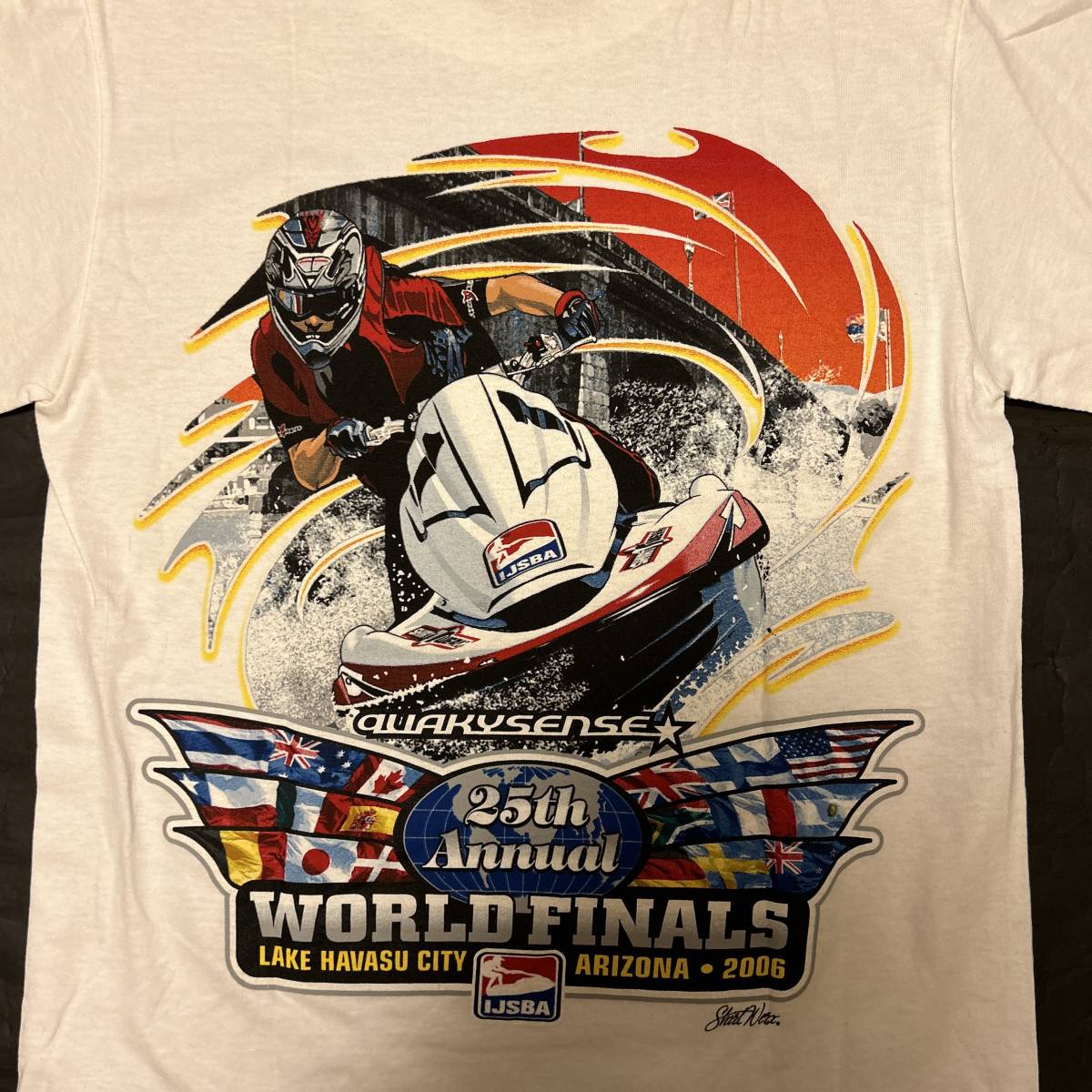 * prompt decision postage included *QUAKY SENSEke- key sense world final 2006 T-shirt S* Jet Ski IJSBA Vintage water motorcycle America old clothes 