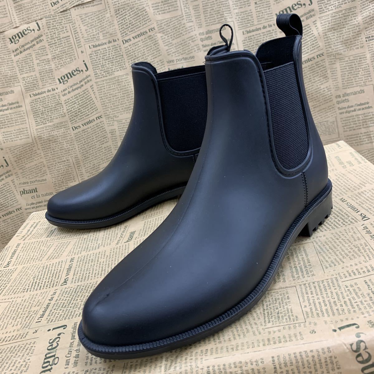  new goods L size 23.5-24.0cm complete waterproof rib attaching Short rain boots Short rain shoes rain sneakers waterproof boots black osw540