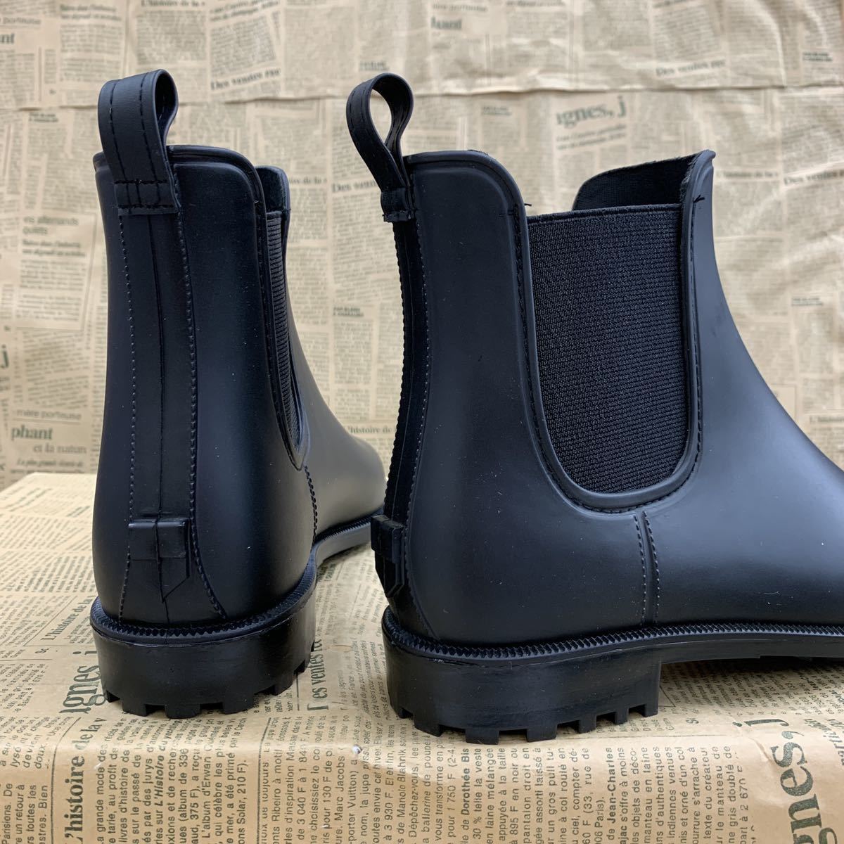  new goods L size 23.5-24.0cm complete waterproof rib attaching Short rain boots Short rain shoes rain sneakers waterproof boots black osw540