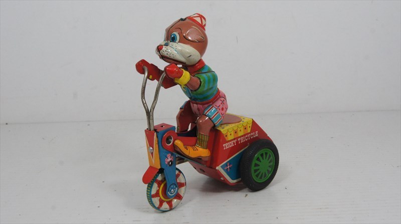 [珍品]米澤玩具 TRICKY TRICYCLE ブリキ フリクション 自転車 1950年代 当時物 サーカス ビンテージ 雑貨