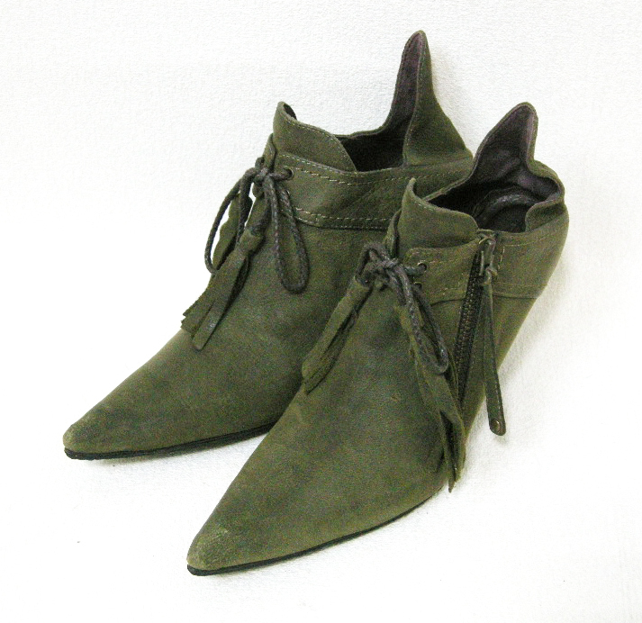 #RABOKIGOSHI[labokigosi] khaki suede leather bootie short boots 23
